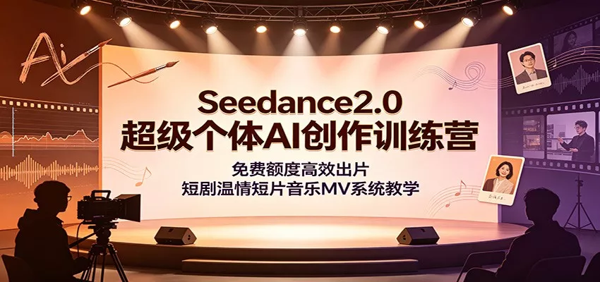 Seedance2.0超级个体AI创作训练营：免费额度高效出片，短剧温情短片音乐MV系统教学-易创网