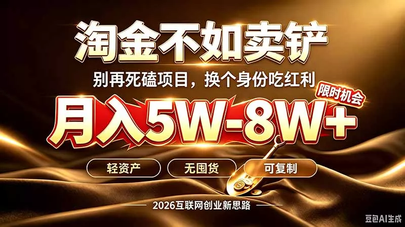 别再傻乎乎埋头跑项目！互联网真正赚钱逻辑：做卖铲人，拒绝当韭菜，逆风翻盘月入5-8W+-易创网