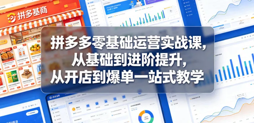 拼多多零基础运营实战课，从基础到进阶提升，从开店到爆单一站式教学-易创网