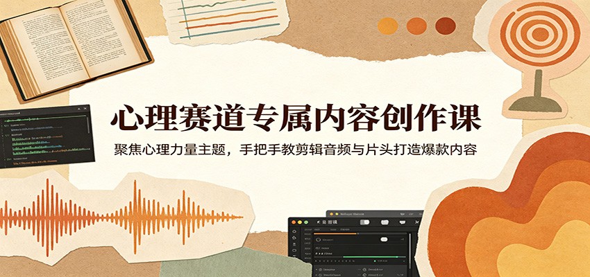 心理赛道专属内容创作课：聚焦心理力量主题，手把手教剪辑音频与片头打造爆款内容-易创网