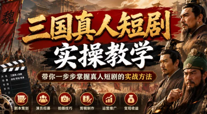 三国真人短剧实操教学，带你一步步掌握真人短剧的实战方法-易创网