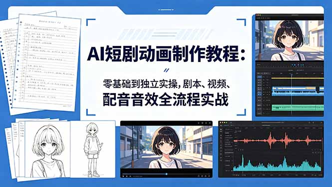 AI短剧动画制作教程：零基础到独立实操，剧本、视频、配音音效全流程实战-易创网
