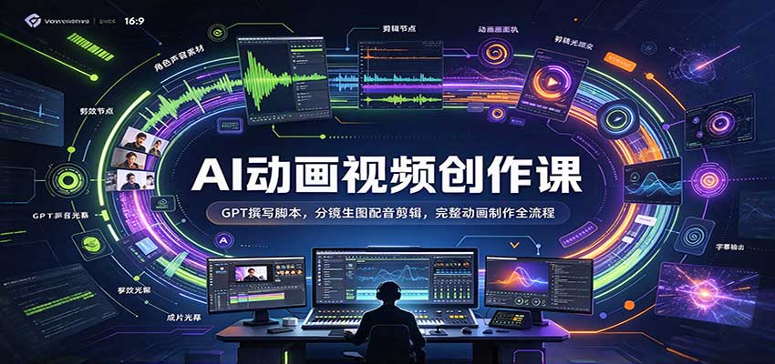 AI动画视频创作课：GPT撰写脚本，分镜生图配音剪辑，完整动画制作全流程-易创网