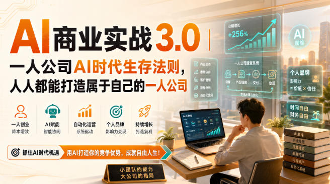 AI商业实战3.0｜一人公司AI时代生存法则，人人都能打造属于自己的一人公司-易创网