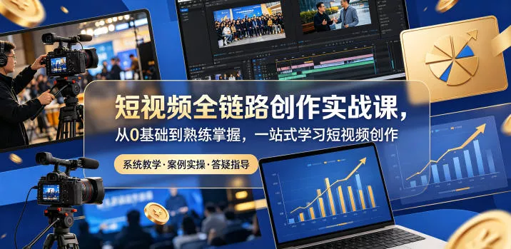 短视频全链路创作实战课，从0基础到熟练掌握，一站式学习短视频创作-易创网