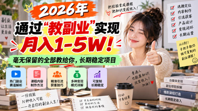 “教副业”实现月入1-5W！长期稳定，毫无保留的全部教给你！-易创网
