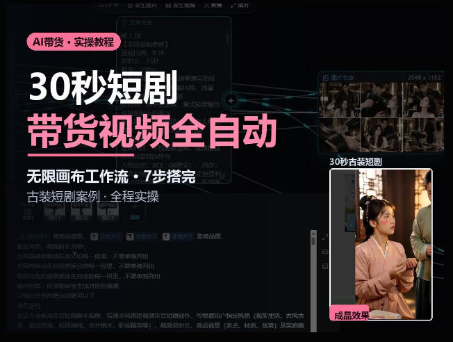 Seedance2.0做短剧带货视频，无限画布工作流·7步搭完古装短剧案例·全程实操-易创网