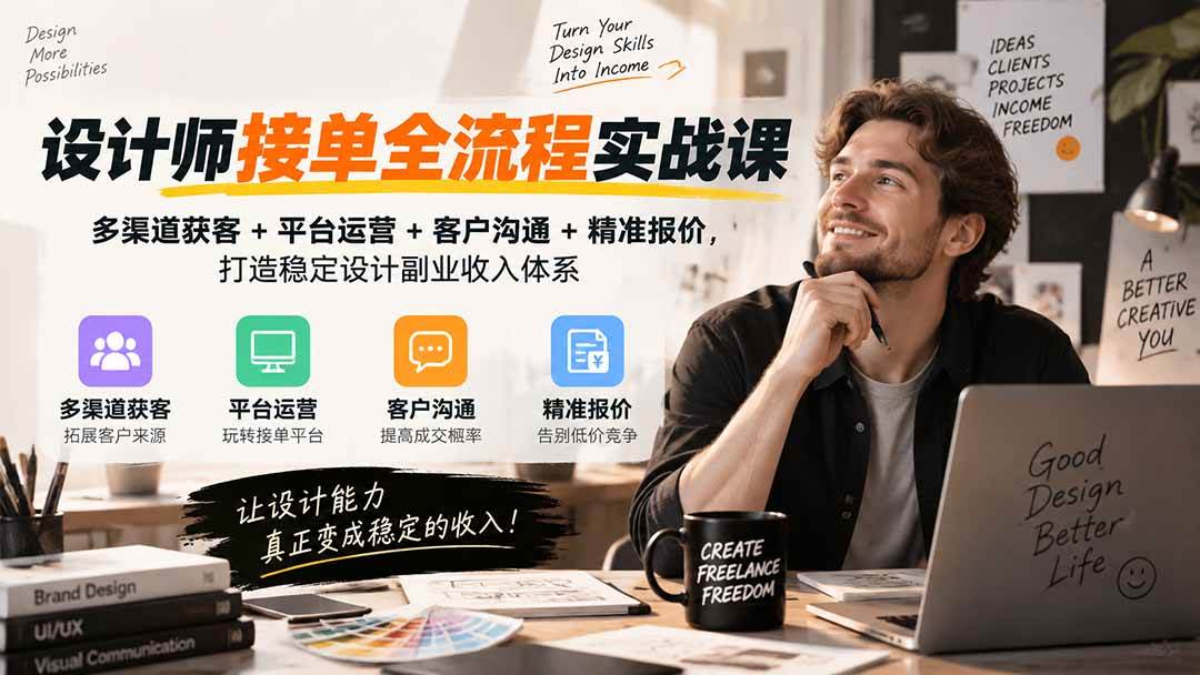 （20563期）设计师接单全流程实战课-无水印｜多渠道获客+平台运营+客户沟通+精准报价，打造稳定设计副业收入体系-易创网