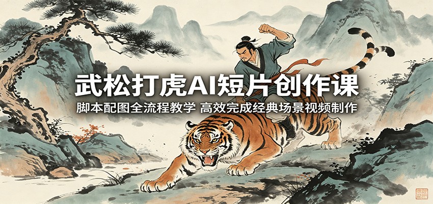 武松打虎AI短片创作课：脚本配图全流程教学，高效完成经典场景视频制作-易创网