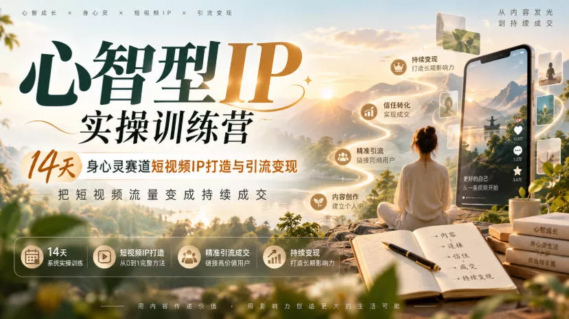 心智型IP实操训练营｜14天身心灵赛道短视频IP打造与引流变现，把短视频流量变成持续成交-易创网