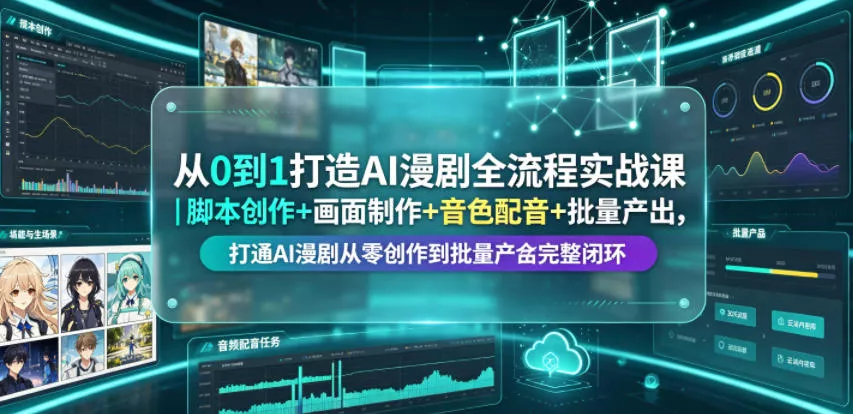 从0到1打造AI漫剧全流程实战课｜脚本创作+画面制作+音色配音+批量产出，打通AI漫剧从零创作到批量量产完整闭环-易创网