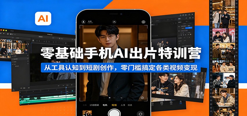 零基础手机AI出片特训营：从工具认知到短剧创作，零门槛搞定各类视频变现-易创网