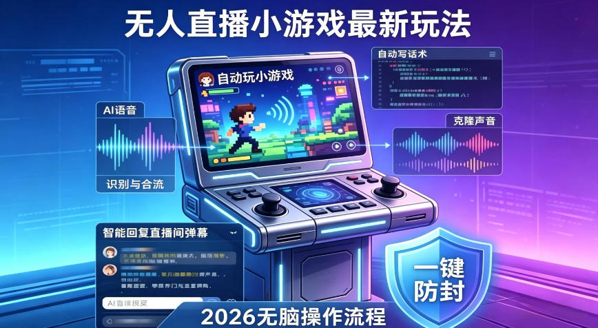2026年AI无人直播小游戏全流程，不违规不封号，开启创业副业增收之路，小白月入1w+【揭秘】-易创网