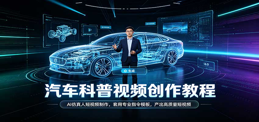 汽车科普视频创作教程：AI仿真人短视频制作，套用专业指令模板，产出高质量短视频-易创网
