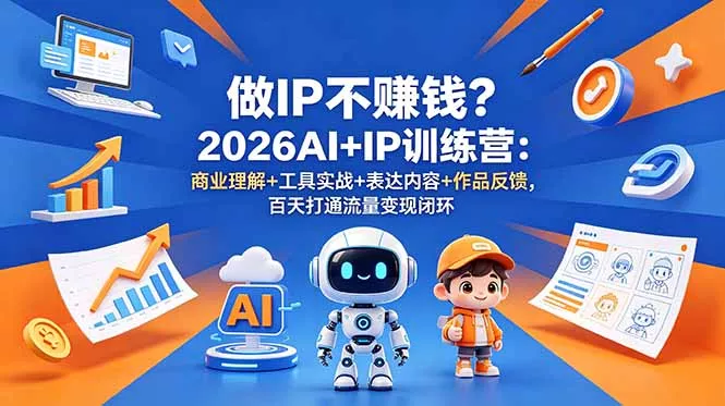 做IP不赚钱？2026AI+IP训练营：商业理解+工具实战+表达内容+作品反馈，百天打通流量变现闭环-易创网