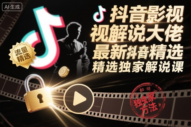 抖音影视解说大佬最新抖音进精选和独家方法，精选独家解说课（更新26年3月）-易创网