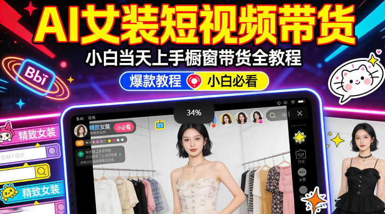 AI女装短视频橱窗带货：小白零门槛当天上手，高佣金爆款轻松賺！-易创网
