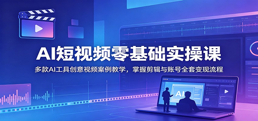 AI短视频零基础实操课：多款AI工具创意视频案例教学，掌握剪辑与账号全套变现流程-易创网