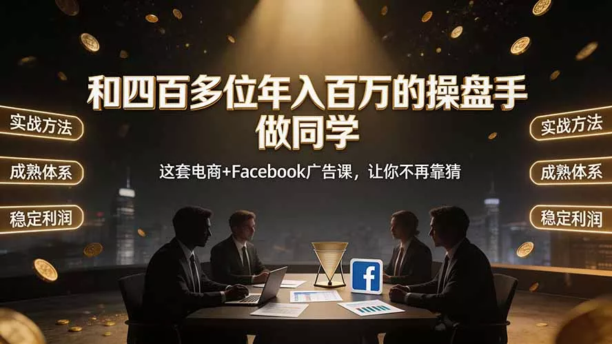 和四百多位年入百万的操盘手做同学——这套电商+Facebook广告课，让你不再靠猜【原创双语字幕】-易创网