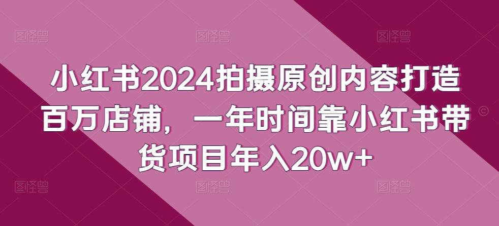 小红书2024拍摄原创内容打造百万店铺，一年时间靠小红书带货项目年入20w+-易创网