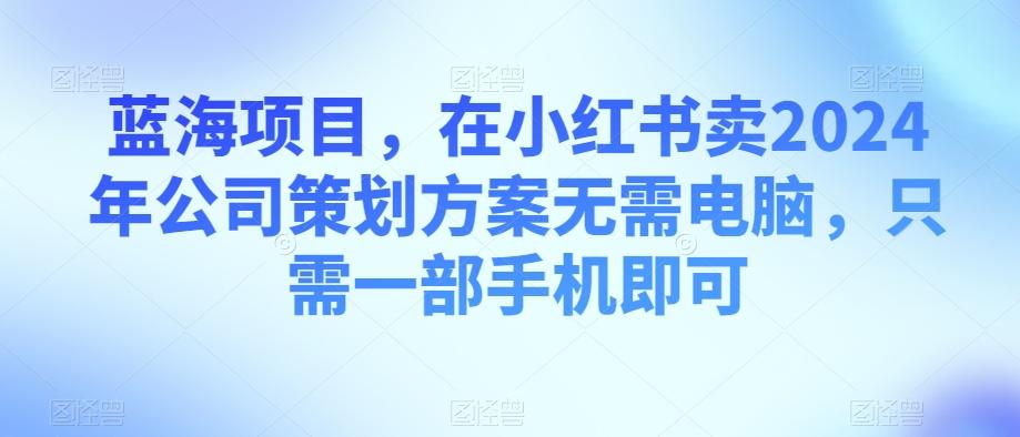 蓝海项目，在小红书卖2024年公司策划方案无需电脑，只需一部手机即可-易创网