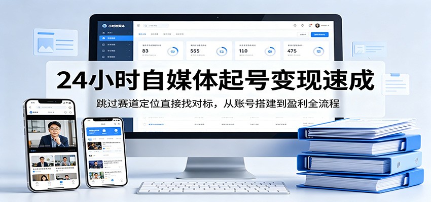 24小时自媒体起号变现速成，跳过赛道定位直接找对标，从账号搭建到盈利全流程-易创网
