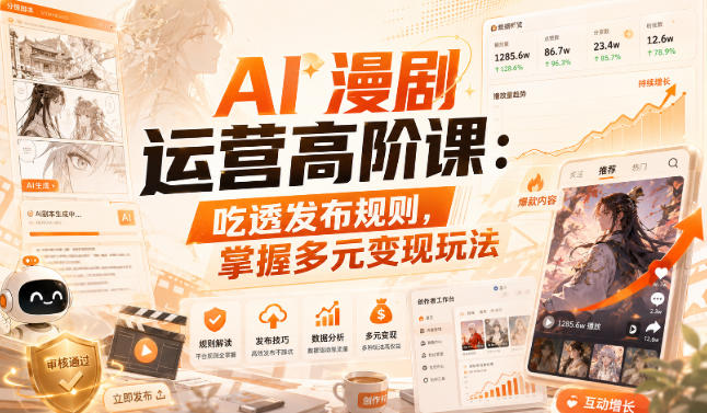 AI漫剧运营高阶课：吃透发布规则，掌握多元变现玩法-易创网