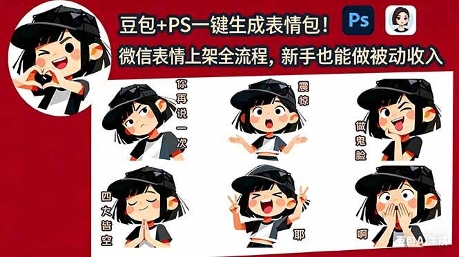 （18402期）豆包+PS一键生成表情包！微信表情上架全流程，新手也能做被动收入-易创网