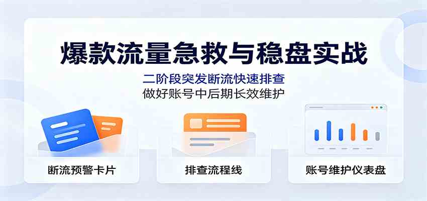 爆款流量急救与稳盘实战：二阶段突发断流快速排查，做好账号中后期长效维护-易创网