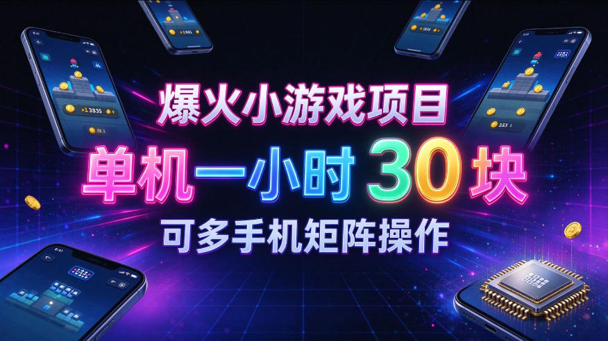 爆火小游戏撸金项目，实测单机一小时30+，可多手机矩阵操作，新手看完一遍就能上手【揭秘】-易创网