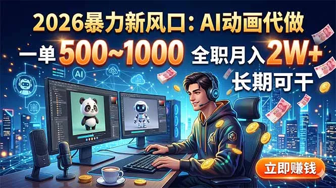 2026暴力新风口：AI动画代做，一单500~1000，全职月入2W+，长期可干-易创网