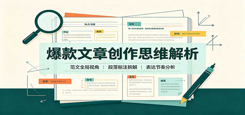 爆款文章创作思维解析：全局视角拆解范文，梳理行文逻辑，搭配真实拆文实操案例-易创网