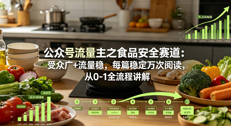 公众号流量主之食品安全赛道，受众广+流量稳，每篇作品稳定万次阅读，从0-1全流程讲解-易创网