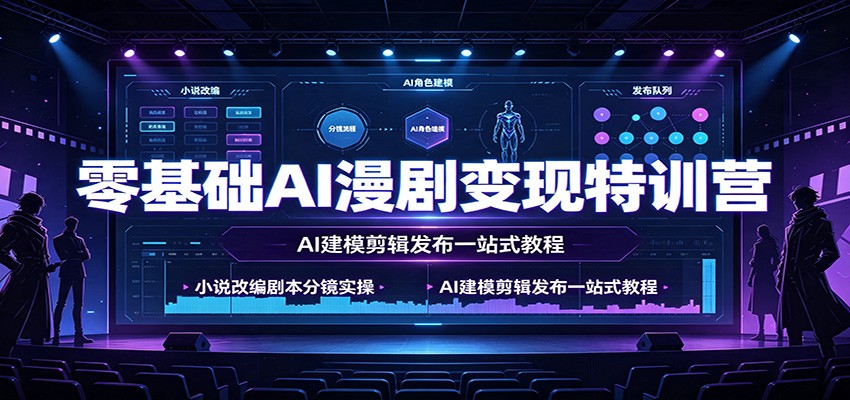 零基础AI漫剧变现特训营：小说改编剧本分镜实操，AI建模剪辑发布一站式教程-易创网