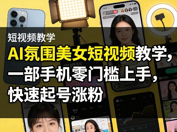 AI氛围美女短视频教学，一部手机零门槛上手，快速起号涨粉-易创网