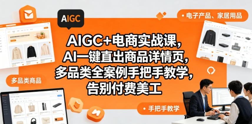 AIGC+电商实战课，AI一键直出商品详情页，多品类全案例手把手教学，告别付费美工（更新0820）-易创网