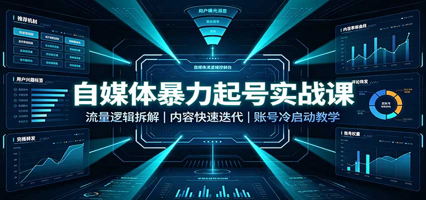 自媒体暴力起号实战课：流量逻辑拆解，内容快速迭代，账号冷启动教学-易创网