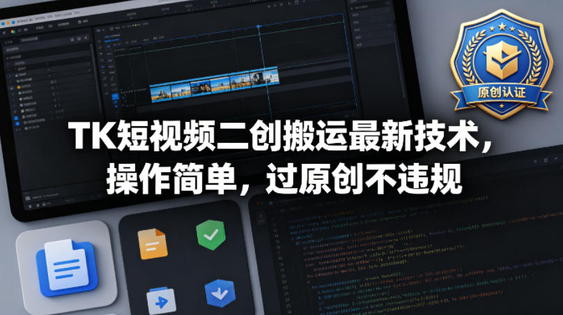 TK短视频二创搬运最新技术，操作简单，过原创不违规-易创网