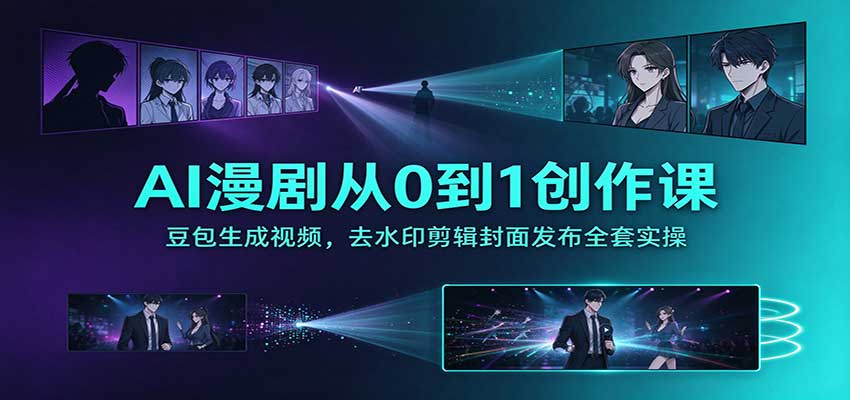 AI漫剧从0到1创作课：豆包生成视频，去水印剪辑封面发布全套实操-易创网
