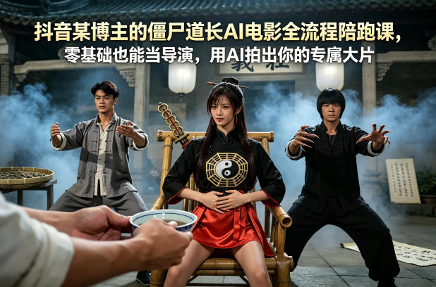 抖音某博主的僵尸道长AI电影全流程陪跑课，零基础也能当导演，用AI拍出你的专属大片-易创网