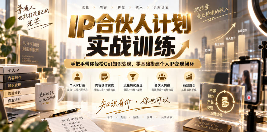 IP合伙人计划实战训练，手把手带你轻松Get知识变现，零基础搭建个人IP变现闭环（更新260908）-易创网