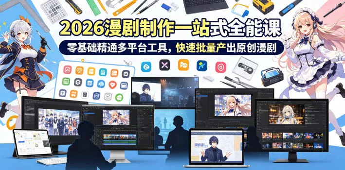 2026 AI漫剧制作一站式全能课，零基础精通多平台工具，快速批量产出原创漫剧-易创网