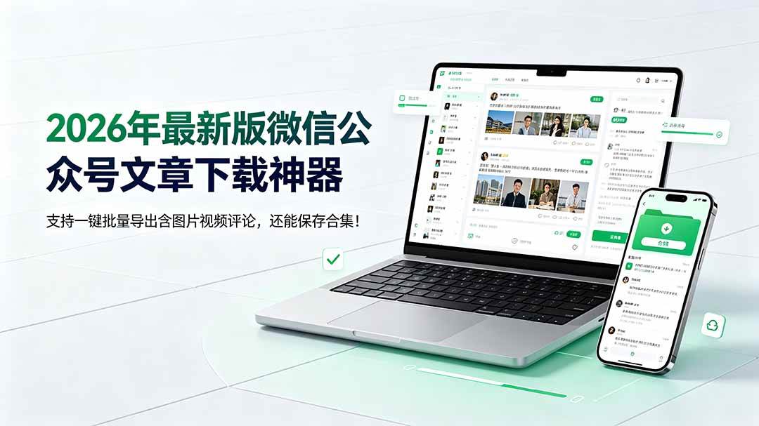 （19486期）2026年最新版微信公众号文章下载神器，支持一键批量导出含图片视频评论，还能保存合集！-易创网