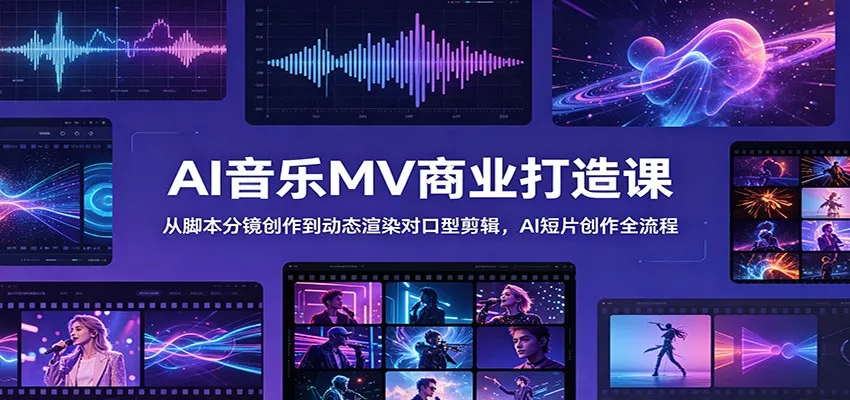 AI音乐MV商业打造课：从脚本分镜创作到动态渲染对口型剪辑，AI短片创作全流程-易创网