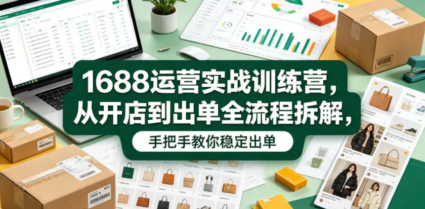 1688运营实战训练营，从开店到出单全流程拆解，手把手教你稳定出单(更新0620)-易创网