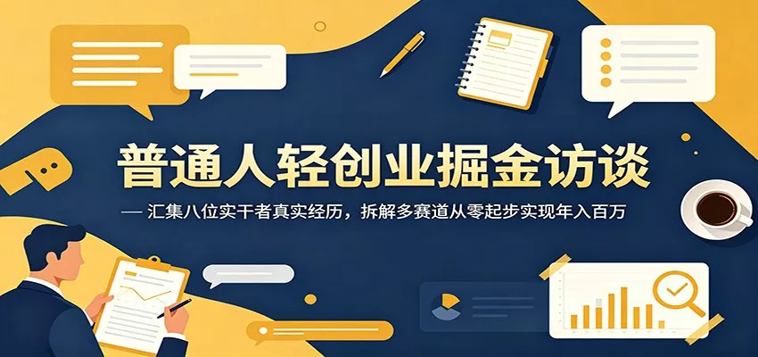 普通人轻创业掘金访谈：汇集八位实干者真实经历，拆解多赛道从零起步实现年入百万-易创网