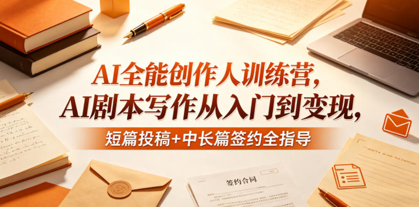 AI全能创作人训练营，AI剧本写作从入门到变现，短篇投稿+中长篇签约全指导-易创网
