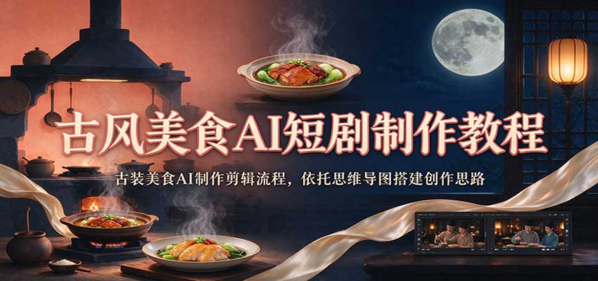 古风美食AI短剧制作教程：古装美食AI制作剪辑流程，依托思维导图搭建创作思路-易创网