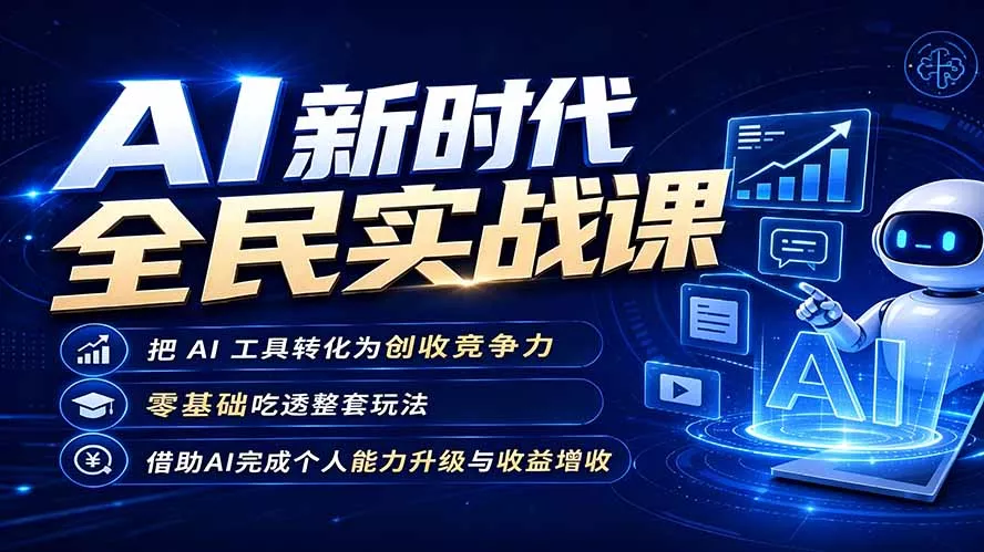 AI新时代全民实战课，把 AI 工具转化为创收竞争力，零基础吃透整套玩法，借助AI完成个人能力升级与收益增收。-易创网