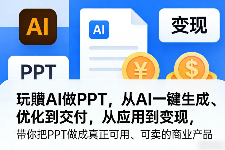 玩賺AI做PPT，从AI一键生成、优化到交付，从应用到变现，带你把PPT做成真正可用、可卖的商业产品（更新0513）-易创网